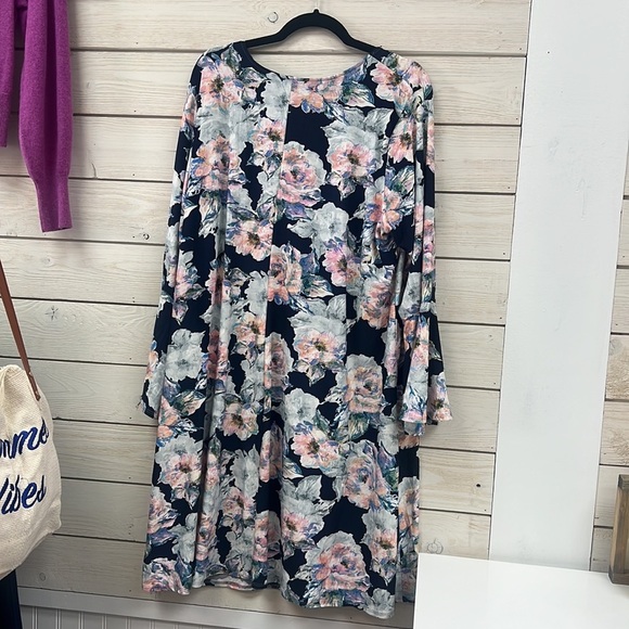 NWT Karen Kane multicolor floral long sleeve A line dress size 3X - Picture 4 of 10
